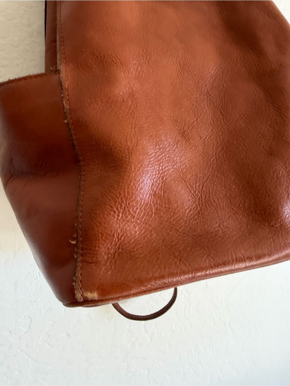 Patricia Nash] British Tan Leather Convertible Backpack Bucket Bag Purse - Picture 2 of 11